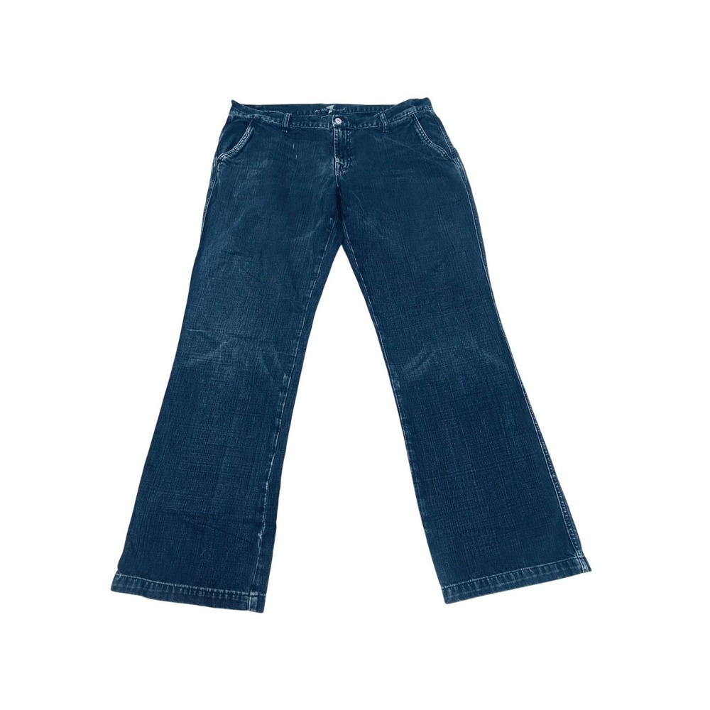 Vintage 7 For All Mankind 100% Cotton Rigid Dojo Jeans 38 USA Made Flare‎ Y2K